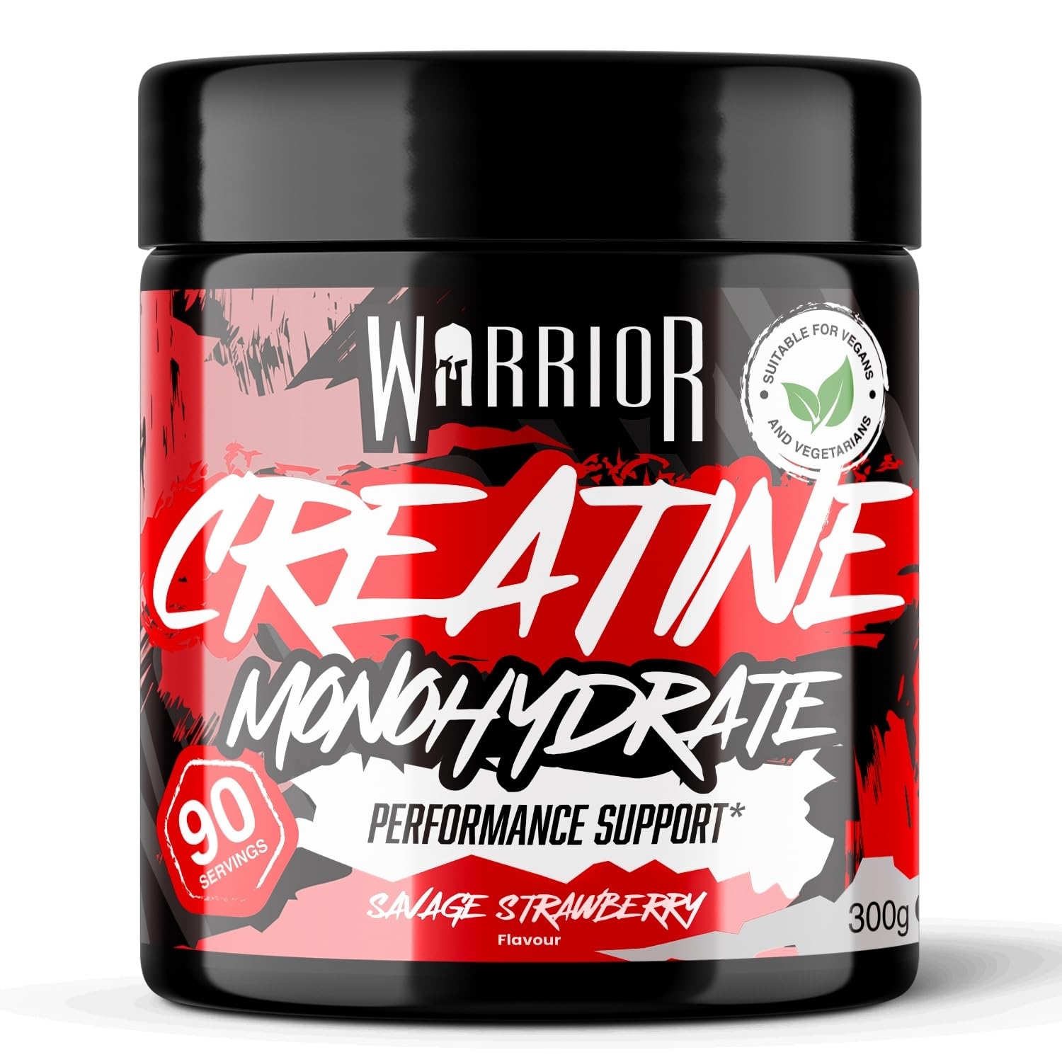 Warrior Creatine Monohydrate Powder 300g (90 Servings) – Pure Micronised Creatine Powder Supplement for Men & Women, Pre & Post Workout Strength, Muscle Growth & Recovery, Vegan – Savage Strawberry