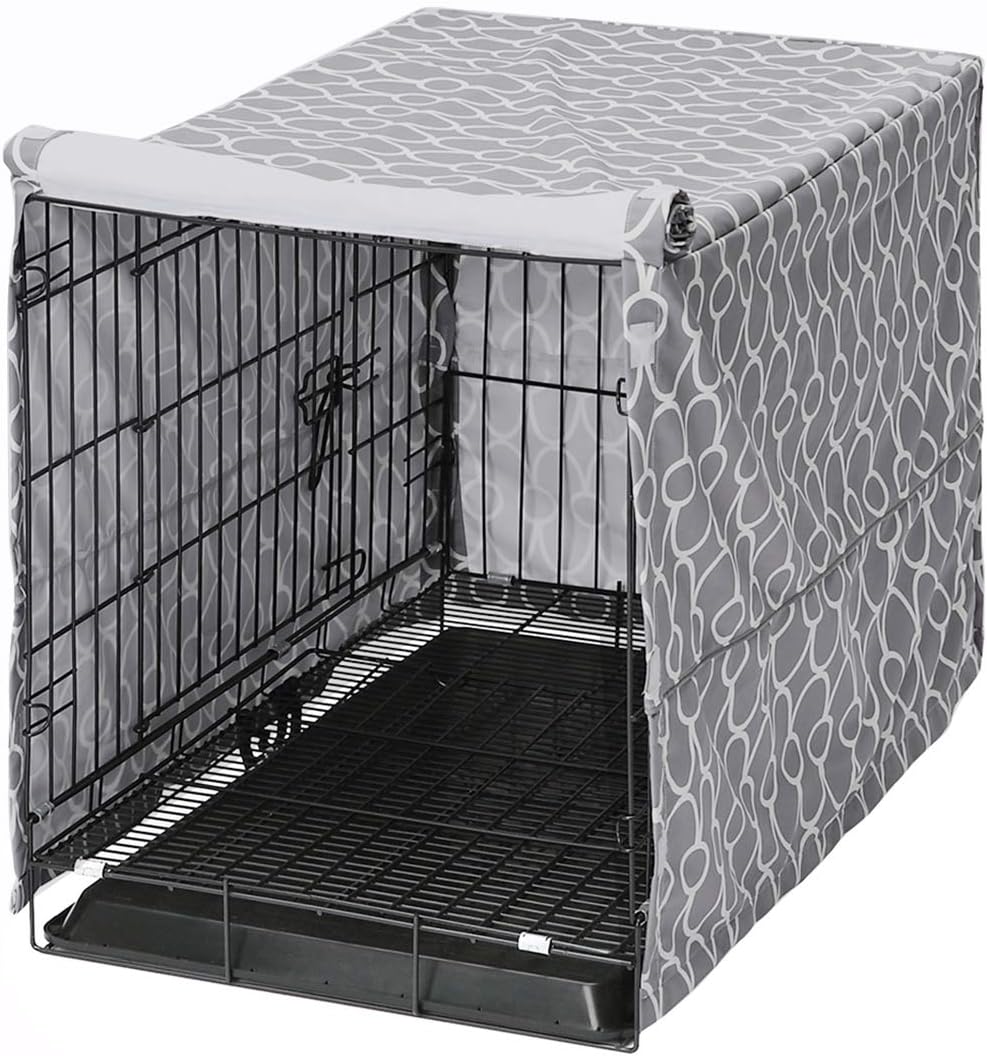 Morezi Dog Crate Cover for Wire Crates, Heavy Nylon Waterproof, Fits Most 91 Centimeters Dog Crates, Easy to Put On, Take Off, and Adjust - Cover only - Gray - Large