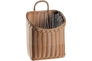 QUINCRY Woven Hanging Wicker Basket for Door, Handmade Rattan Hanging Wall Baskets for Garden Farmhouse Home