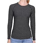MERIWOOL Women's Base Layer Long Sleeve Henley - Lightweight Merino Wool Thermal Shirt