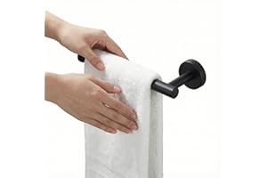 Hand Towel Holder, Towel Bar for Bathroom Toilet Roll Holder Hold Mega Rolls Matte Black Stainless Steel