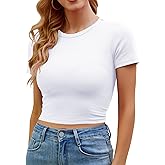 Artfish Women's Basic Teen Tee Workout Crewneck Short Sleeve Slim Fitted Casual Crop Top