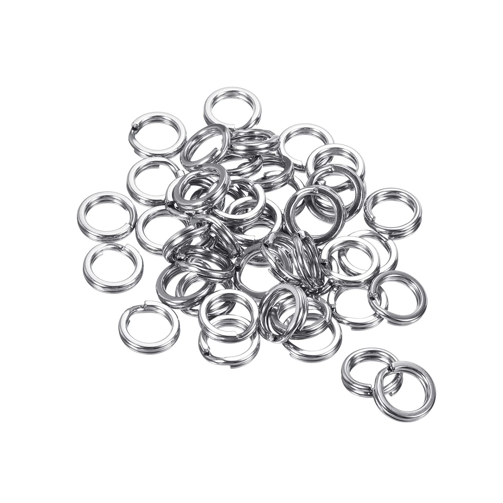 PATIKIL 1.4mm x 10.5mm Fishing Split Rings, 50 Pack 304 Stainless Steel Double Flat Ring Lure Connector for Saltwater Freshwater