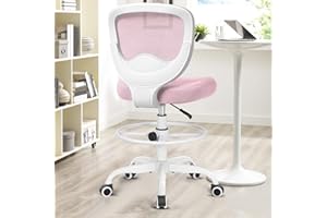 Razzor Drafting Chair Tall Office Chair for Standing Desk Chairs with Adjustable Height Footrest, Armless High Desk Chair Ergonomic Rolling Stool