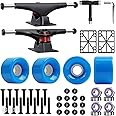 Jizmo Skateboard Trucks and Wheels Set, High Rebound Cruiser Skateboard Wheels 60mm, Skateboard Bearings ABEC-11, Skateboard Tool, Skateboard Pads, Skateboard Hardware Combo Starter Set