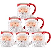 Sliner 6 Pcs Christmas Santa Coffee Mugs 16 oz Vintage Santa Claus Heads Ceramic Mug Christmas Themed Design Cup Set for Coffee Tea Hot Chocolate Xmas Holiday Gifts (Red)