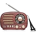 Amazon.com: Oncheer Portable Vintage Radio Retro Bluetooth Speaker, FM ...