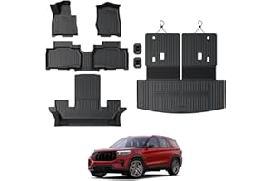 GALVAGNITE Floor Mats for 2025 2020-2024 Ford Explorer (6-seat), All Weather TPE Floor Mat Cargo Mat with Backrest Mats for Ford Explorer ST Accessories