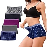 DEEP TOUCH Womens Boy Shorts Underwear Boyshort Panties Ladies Panties Nylon Panty Sleep Boxer Briefs 5 Pack