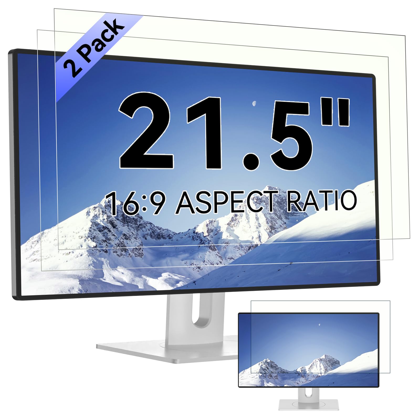 Photo 1 of [2-Pack] 21.5 Inch Computer Blue Light Blocking Screen Protector for 16:9 Widescreen Monitor, Anti Glare Anti-UV Eye Protection Desktop PC LED Monitor Filter, Removable Anti-Scratch Screen Film 21in