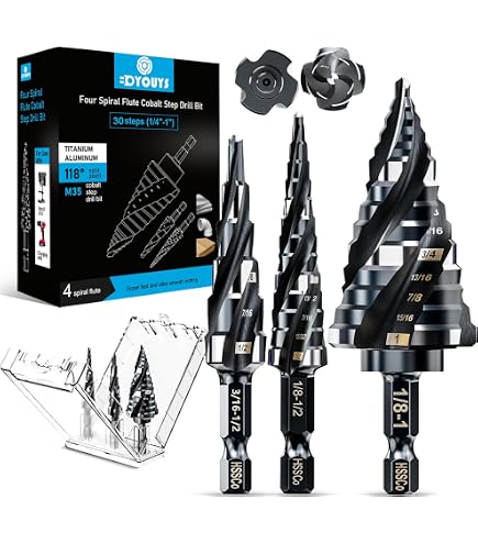 Amazon.com: Step Drill Bit Set, 33 Holes Size, 3Pieces