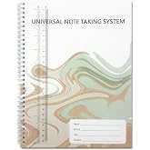 Cornell Notes Notebook, 8&times;11 Inch 124 Pages Spiral Bound Journal | Numbered Sheets, Clear Protective Covers, Dual Pocket Page &amp; Removable Plastic Ruler Included