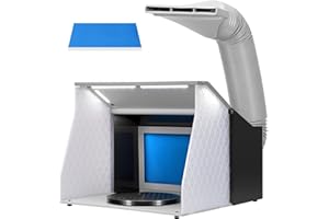 VIVOHOME Dual Fans Airbrush Paint Spray Booth with 4 LED Lights Turn Table and Filter Hose, Portable Airbrush Booth for Painting Model Craft Black