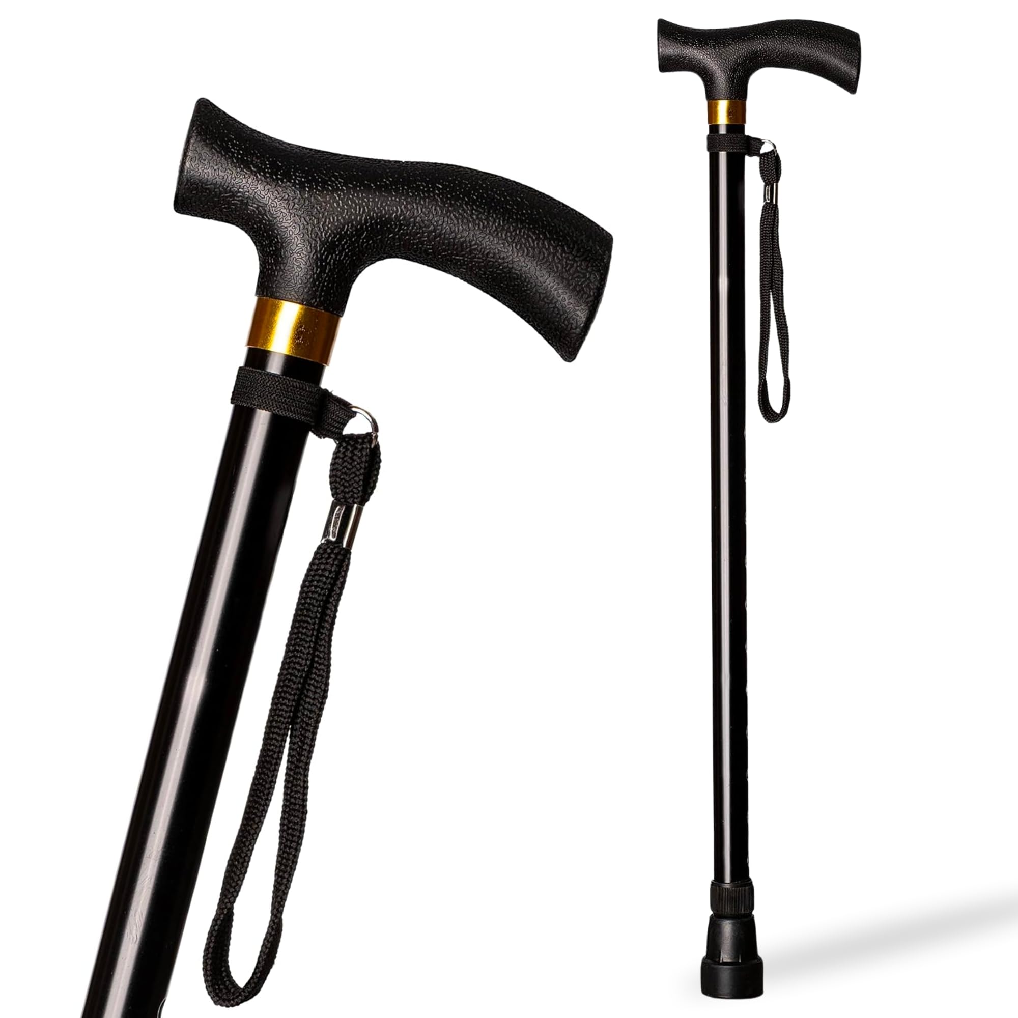 Aluminium Extendable Walking Stick for Elderly and Elderly – Gifts for Older Men and Women Adjustable Height to 74-95 cm – Black Walking Stick