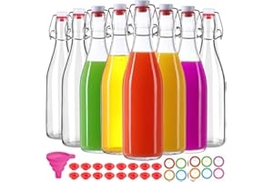 STARSIDE 8 Pack 16 oz Swing Top Glass Bottles, Flip Top Beer Brewing Bottles with Stopper for Home Brewing, Vanilla Extract, 