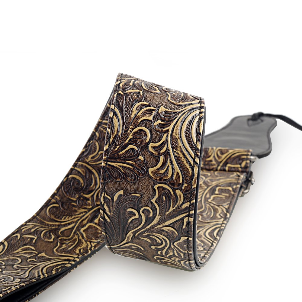 Mugig Correa para Guitarra Bajo Ajustable Longitud Fabricada Cuero Ecológico de Material