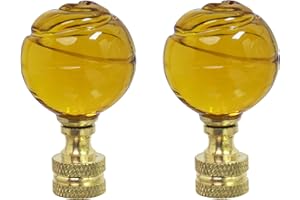 ASPEN CREATIVE CORPORATION Aspen Creative 24015-12, 2 Pack Yellow Glass Ball Lamp Solid Brass Finish, 2" Tall Finial