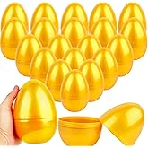 Haconba 20 Pack 6 Inch Large Golden Easter Eggs Plastic Fillable Empty Easter Eggs for Easter Party Supplies and Easter Hunt Game Basket Stuffers Filler