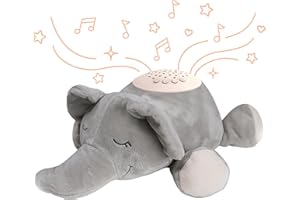 PURE ENRICHMENT PureBaby Sound Sleepers Portable Sound Machine & Star Projector - Plush Sleep Aid for Baby and Toddlers with Soothing Night Light Display, 10 Lullabies, White Noise, and Heartbeat Sounds (Elephant)
