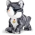 Smalody Interactive Electronic Plush Toy - Upgrade with LED Light Eyes Animated Sound Control Electronic Pet, Robot Cat Kitten Toys Gifts for Boys & Girls Kids Birthday Christmas (Gray)