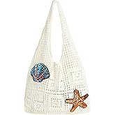 Topdear Crochet Tote Bag for Women, Aesthetic Crochet Mesh Beach Tote Bag, Summer Vacation Knitted Bag for Women Shoulder