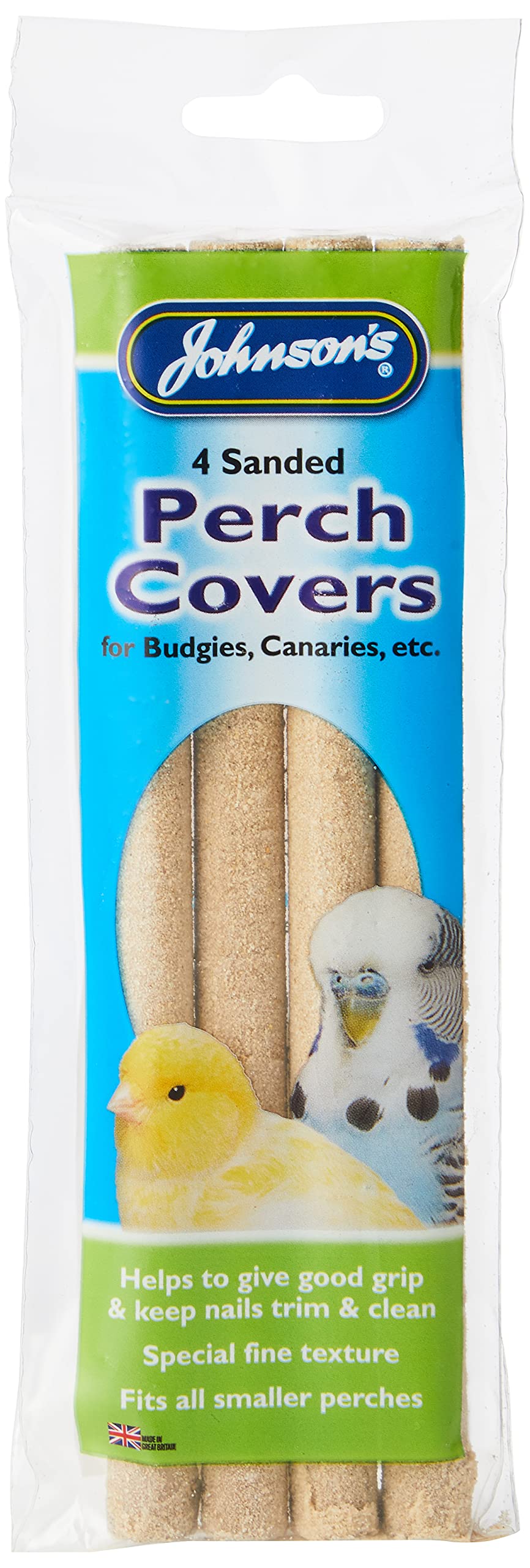 Johnsons Veterinary Products M080 Perch Covers for Budgies, Canaries, 4 Sanded Clear