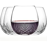 SHOSHIN Hand-Cut Stemless Wine Glasses – Hand Made Lead-Free Crystal Glass (15 Oz, Set of 4) – Ideal Gift