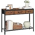 MAHANCRIS Console Table with Drawer, Industrial Entryway Table with Storage, Narrow Sofa Foyer Table for Living Room, Entrance, Hallway, Couch, Corridor, Rustic Brown and Black CTHR23301