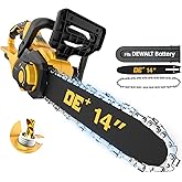 14 Inch Brushless Electric Chainsaw Cordless for Dewalt 20V Battery, Mini Chain Saw with Auto Oiler, Low Kickback, Battery Powered Chainsaw for Tree Trimming, Storm Clean-Up, Firewood Cutting, Pruning