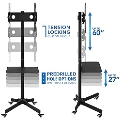 Mount-It! Adjustable Mobile TV Cart, Wheeled Flat