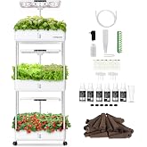 Ahopegarden Indoor Garden Hydroponics Growing System Kit: 66 Pods Plant Herb Garden Germination Kit with LED Grow Light, 30L Large Capacity Kitchen Hydroponics Planter Grower for Vegetable Fruit