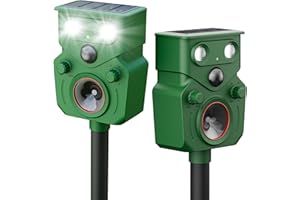 X-PEST 2025 Upgraded Solar Powered Animal Repeller 2 Packs, Ultrasonic Solar Powered Deer Repellent for Outdoor Yard Lawn Repel Squirrel Raccoon Cat Deterrent with Motion Sensor & Flashing Light (2, Green)