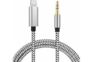 DESOFICON Aux Cord for iPhone, [Apple MFi Certified] Lightning to 3.5 mm Headphone Jack Adapter Male Stereo Audio Cable for iPhone 14 13 12 11 XS XR X 8 7 6 iPad to Home Car Stereo/Speaker/Headphone, Silver