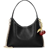 Small Hobo Bags for Women Cherry Shoulder Bag Purse Faux Leather Tote Handbag Trendy Chain Crossbody Bag