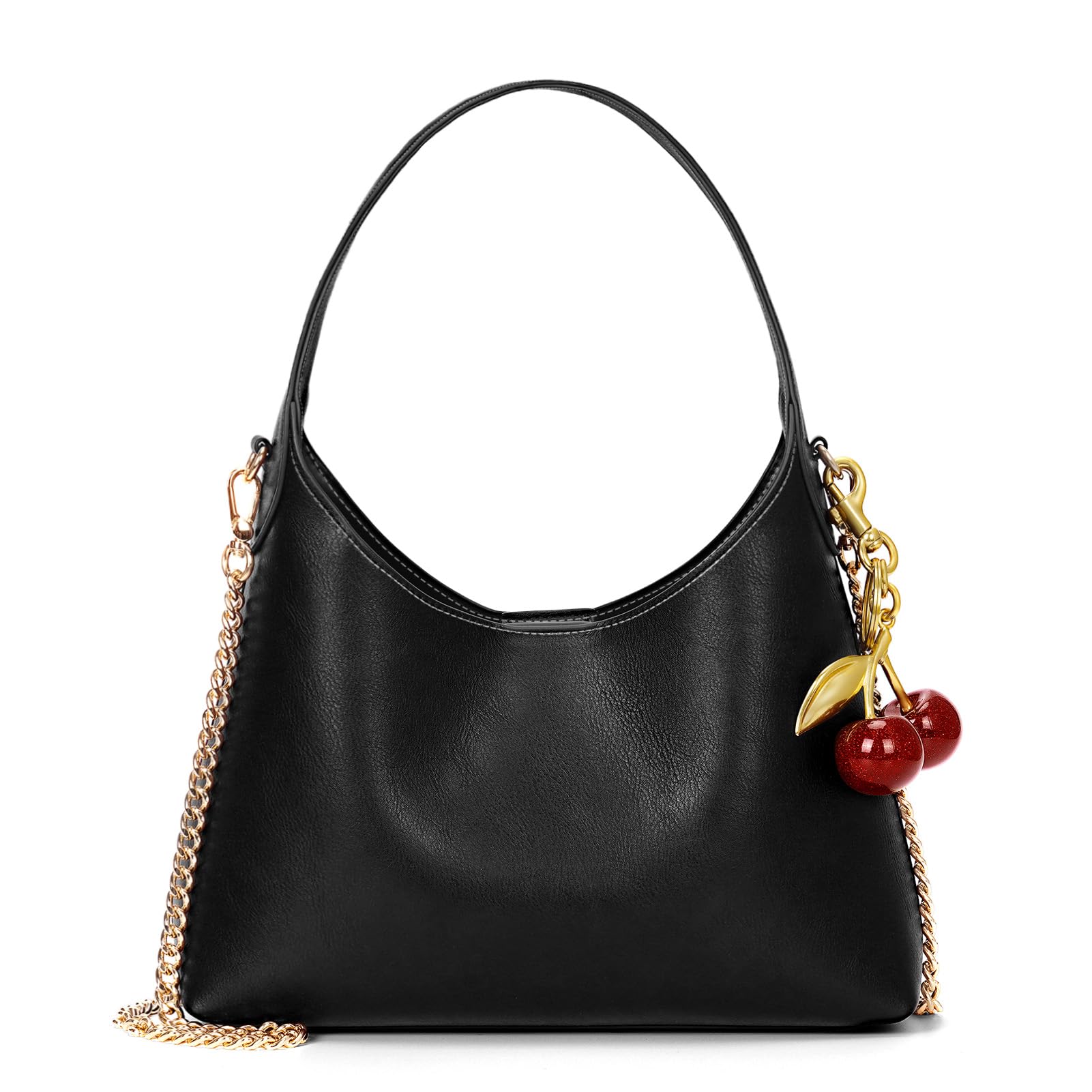 Photo 1 of Small Hobo Bags for Women Cherry Shoulder Bag Purse Faux Leather Tote Handbag Trendy Chain Crossbody Bag