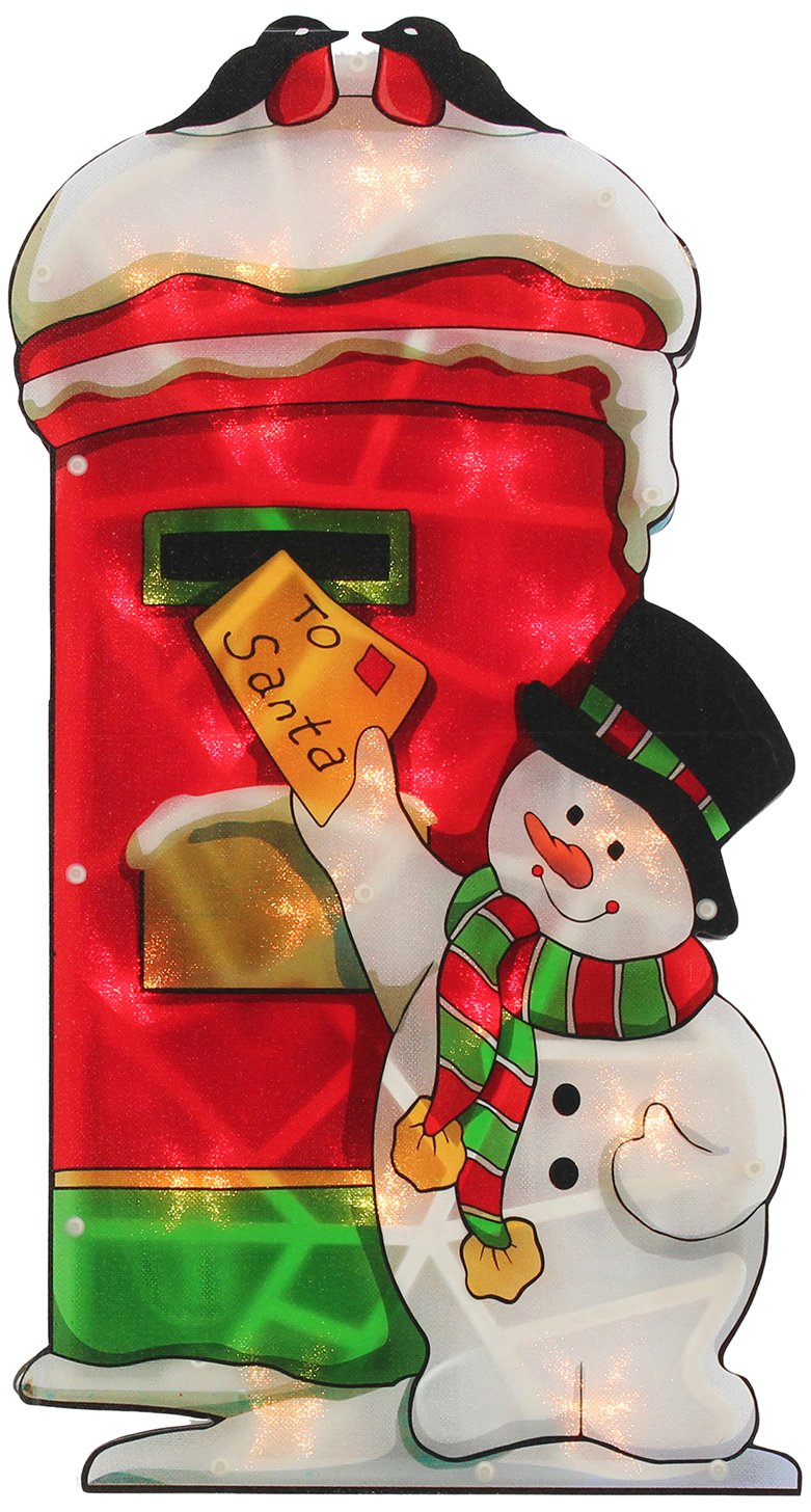 WeRChristmas Pre-Lit 45 cm Santa Post-Box Double Sided Window Silhouette Christmas Decoration