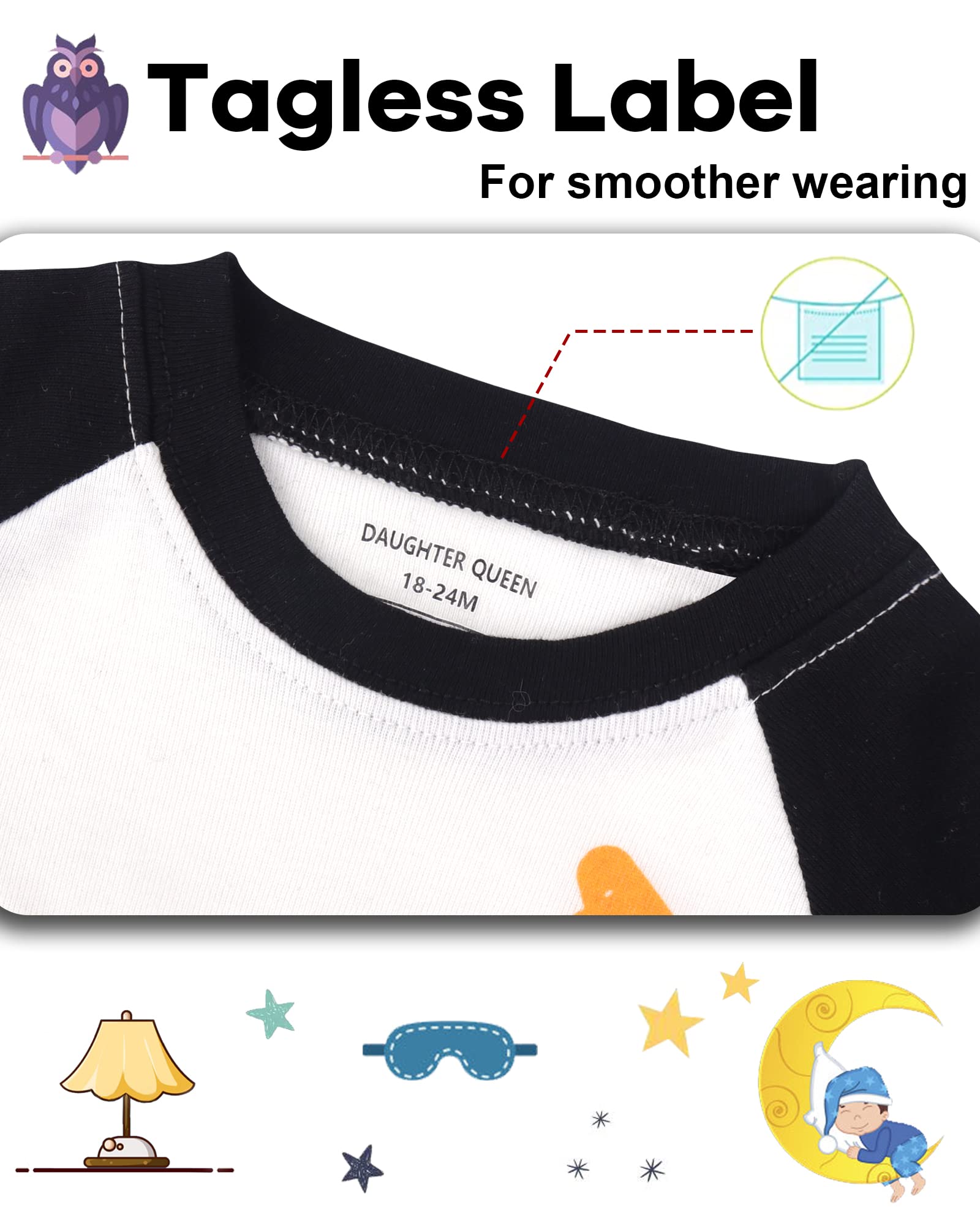 DAUGHTER QUEEN Boys Pajamas 4 Pieces Short Set 100% Cotton Sleepwear Size 18 Months-12 Years