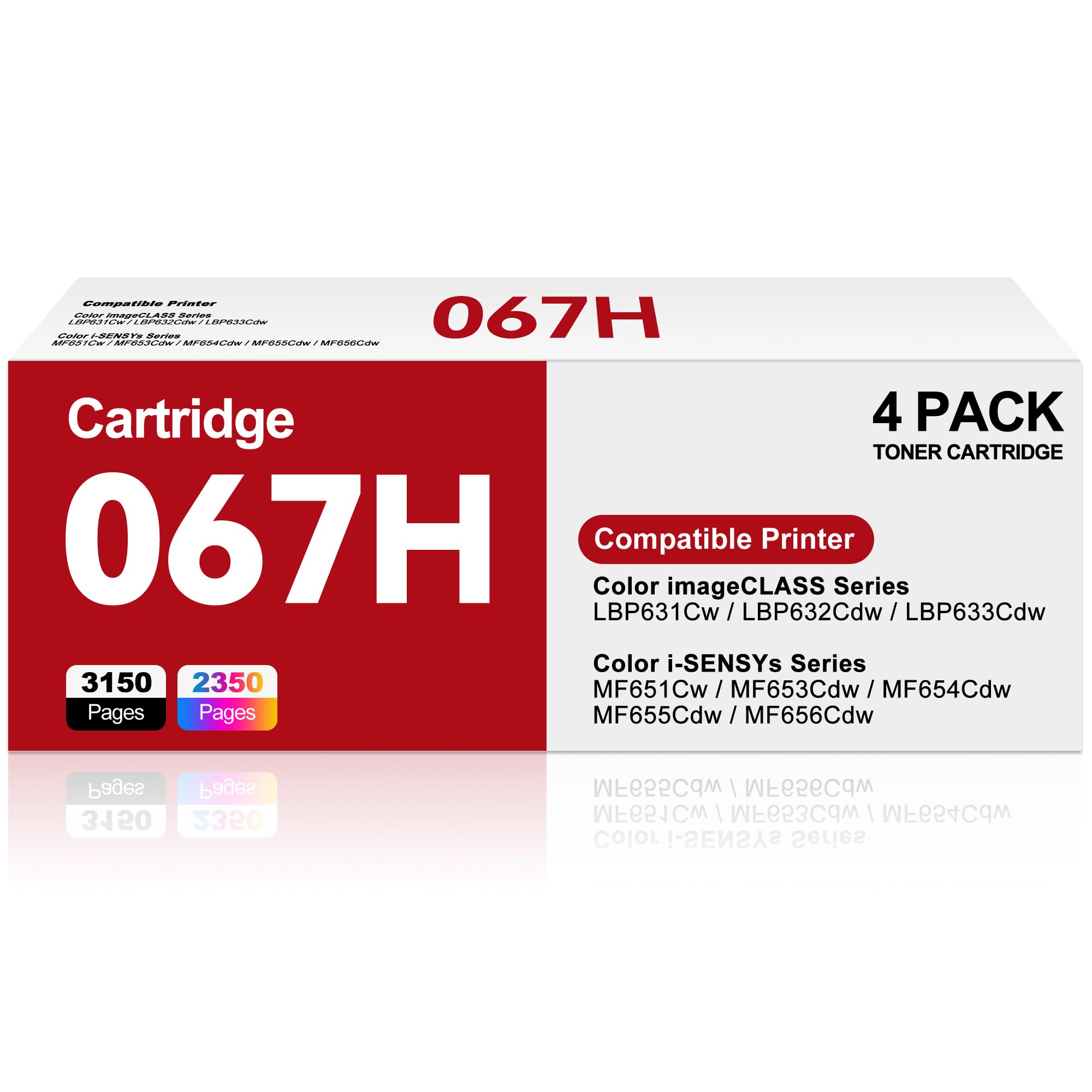 Photo 1 of 067H 067 Toner Cartridge Set MF656Cdw MF654Cdw High Yield Replacement for Canon 067 067H Toner Cartridge Compatible with Canon Color imageCLASS MF650C LBP632Cdw MF653Cdw LBP633Cdw Printer, 4 Pack