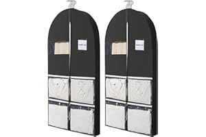 Tofcbye 49" Garment bag with pockets and 4" gussets for storing suits, shirts, coats, suitable for home, travel hanging garment bags - Hold 3-8 clothes (Set of 2)