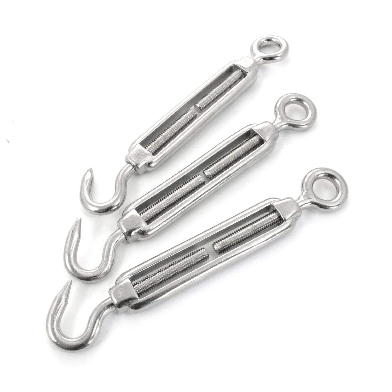 Set 10m Wire Rope Stainless Steel Strand:7x7 2mm + 6 Clips + 2 turnbuckles Eye-Hook M4 + Many Sizes Avaliable - Many Sizes Avaliable