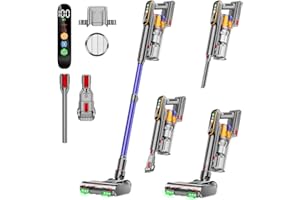 DIFFULL Cordless Vacuum Cleaner, 600W 50KPA 70Mins Vacuum Cleaners for Home, Stick Vacuum with 1.8L Cup, Anti-Tangle, 8-Stage Filter System, Green Light for Pet Hair, Carpet, Floor