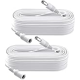 Security-01 2-Pack 26FT 8M DC Power Extension Cable, Plug 5.5mm x 2.1mm, DC 5V 6V 9V 12V 24V Power Adapter Extension Cord, fo