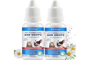 SHUANGJIA Cat & Dog Ear Infection Treatment Drops, 2Pack Pets Ear Cleaning Solution Drops with 1% Hydrocortisone Soothing Dog Yeast Infection, Treats Ear Infections, Itchy Ear Relief, Cat Ear Care Supplies