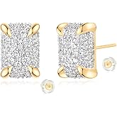 MYEARS Women Stud Earrings Gold Cluster Cubic Zirconia 14K Gold Plated Small Simple Hypoallergenic Everyday Jewelry