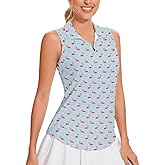 Soneven Women's Sleeveless Golf Polo Shirts Zip Up Tennis Shirt Dry Fit Tank Tops Athletic Shirt