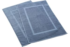 HILLFAIR-900 GSM-100% Ringspun Cotton Floor Towels mat- Hotel-Spa Tub-Shower Bathroom Floor mat Towels- 21 x 34 Inch - Terry Cotton Bath Mats, Machine Washable, Absorbent- 2 Peice Towel Set- Blue