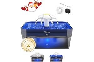 Veken Award-Winning Small Pet-Friendly Cat Water Fountain with Quiet Pump, Easy to Clean & Assemble, 50oz Mini Pet Water Dispenser Gifts for Christmas, Cats, Dogs and Small Animals, Blue