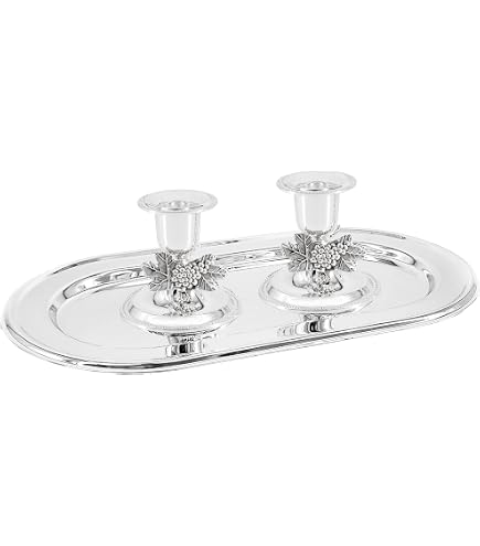 Coupe à Vin Argentée Judaïca Avec Soucoupe - Alliage De Zinc, 15 Cm, Pour Shabbat Et Pâque