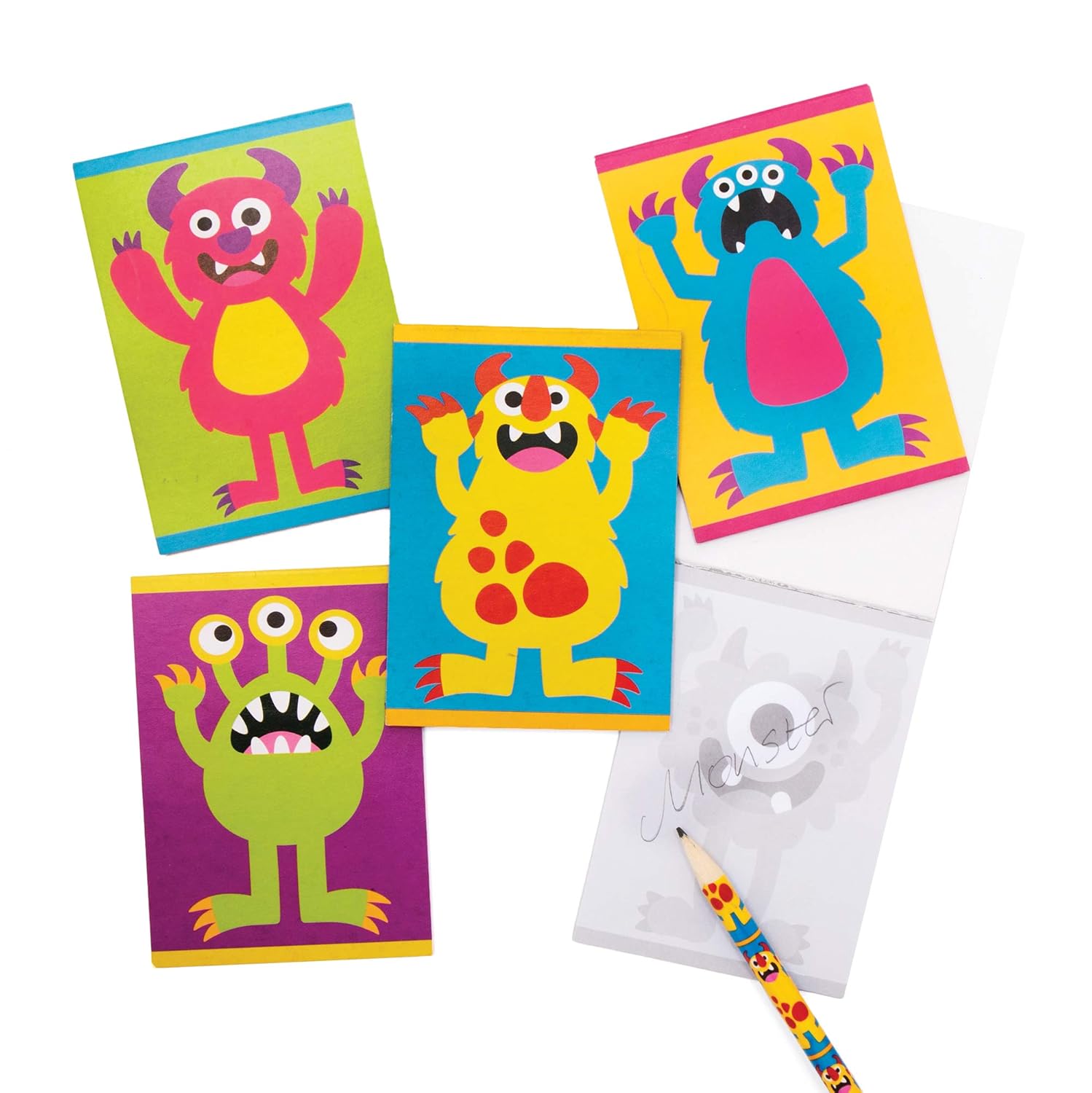 Baker Ross AX272 Monster Bunch Notepads - Pack of 12, Drawing Pads for Kids Ideal Party Bag Filler, Multicolor, Einzelpack