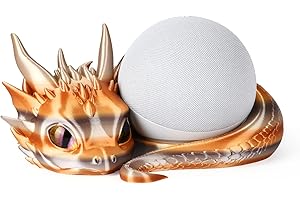GUWEWU Dragon Stand for Echo Dot 4th/5th Gen, 3D Printed Smart Speaker Holder and Exquisite Desktop Decoration (Gold Bronze)
